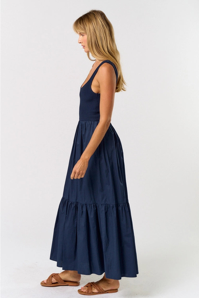 navy izzy tank dress with ribbed top