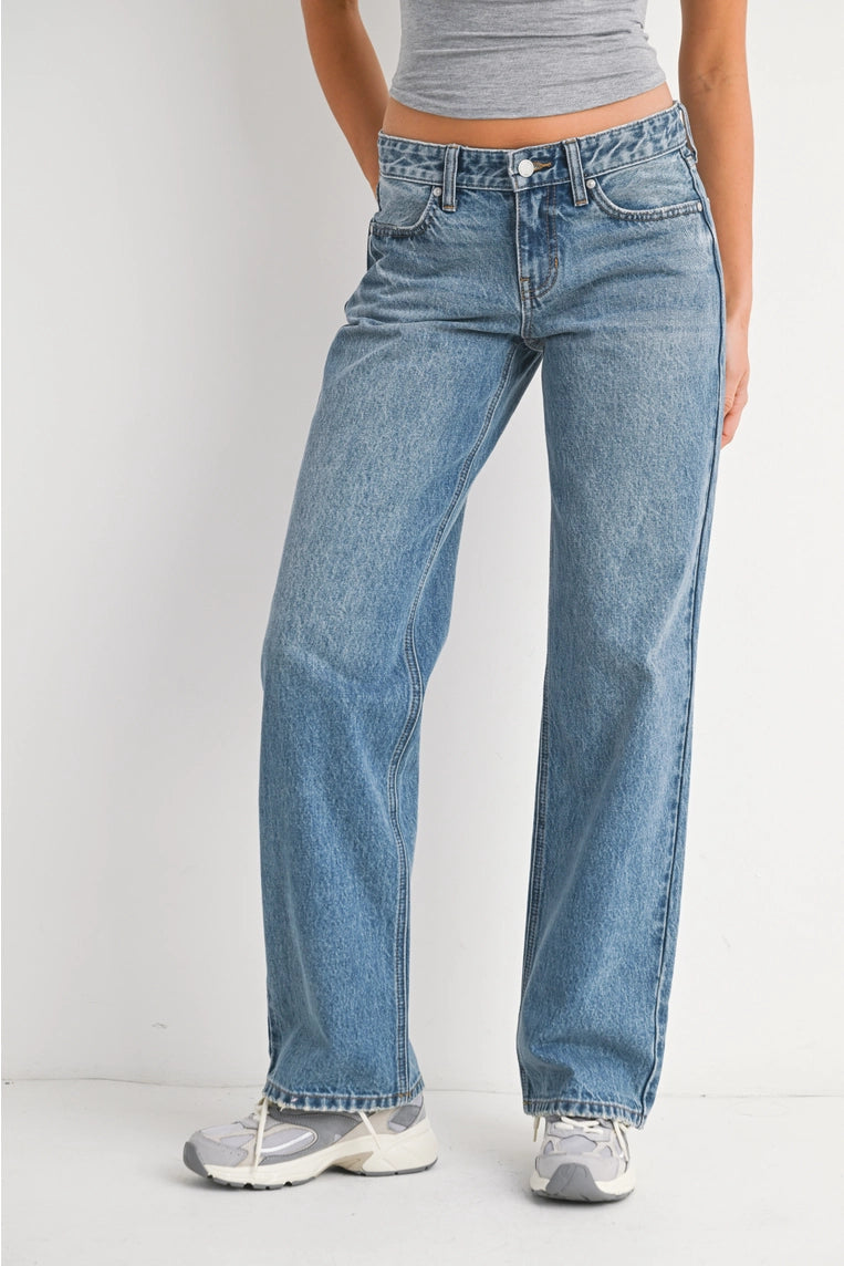 low rise relaxed straight denim