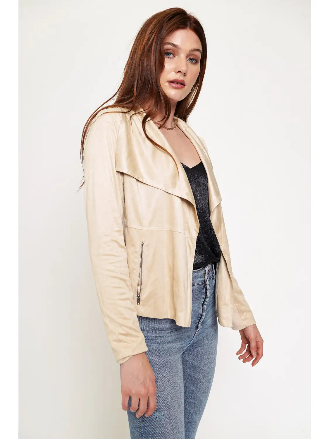 brittany natural suede moto jacket