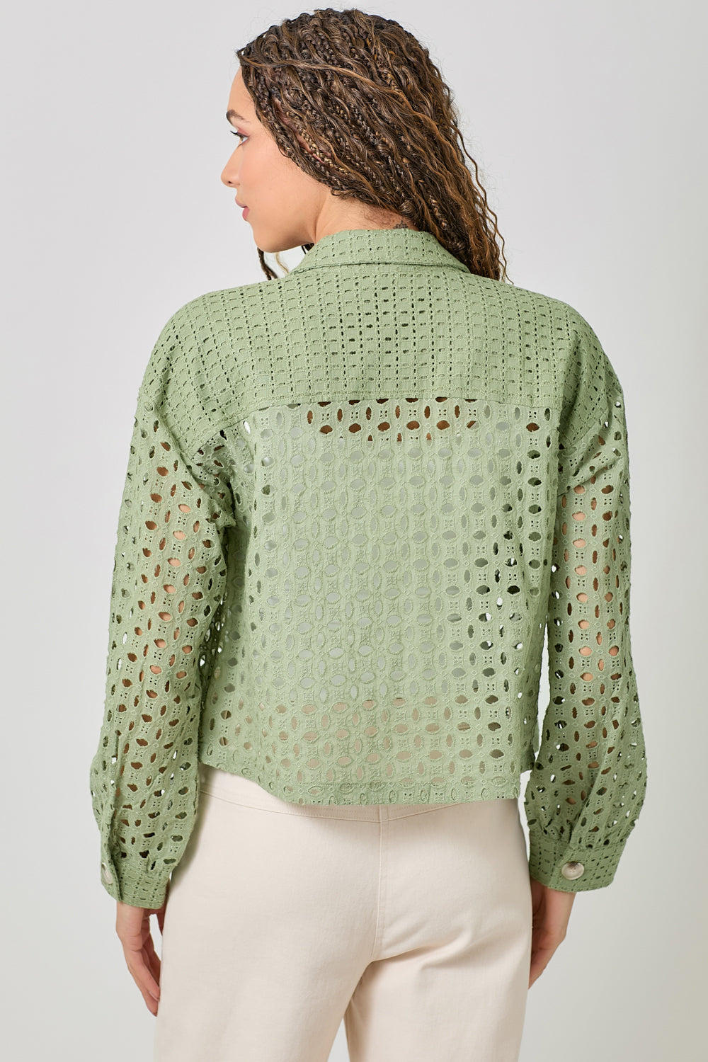 olive crochet jacket