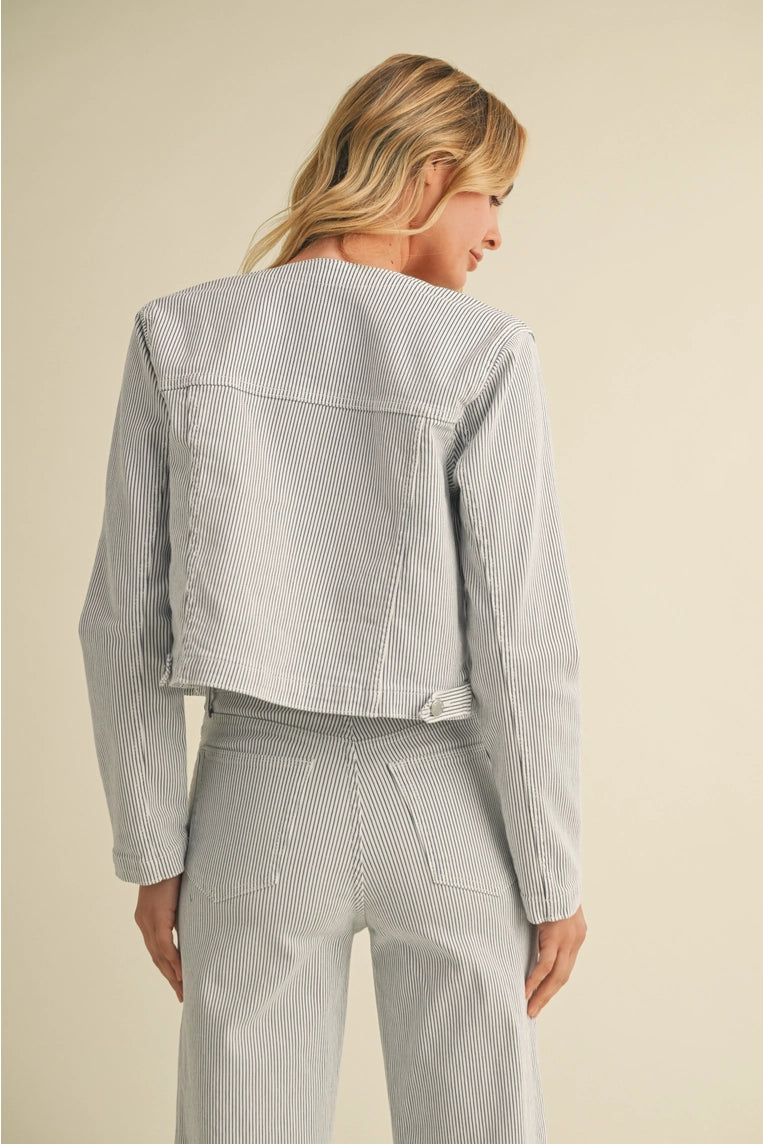 jeanne collarless stripe jacket