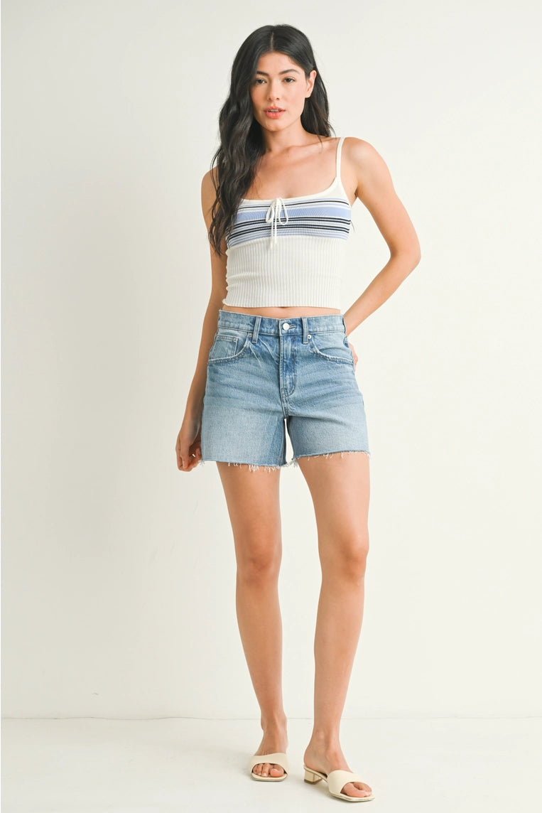 lighwash denim shorts