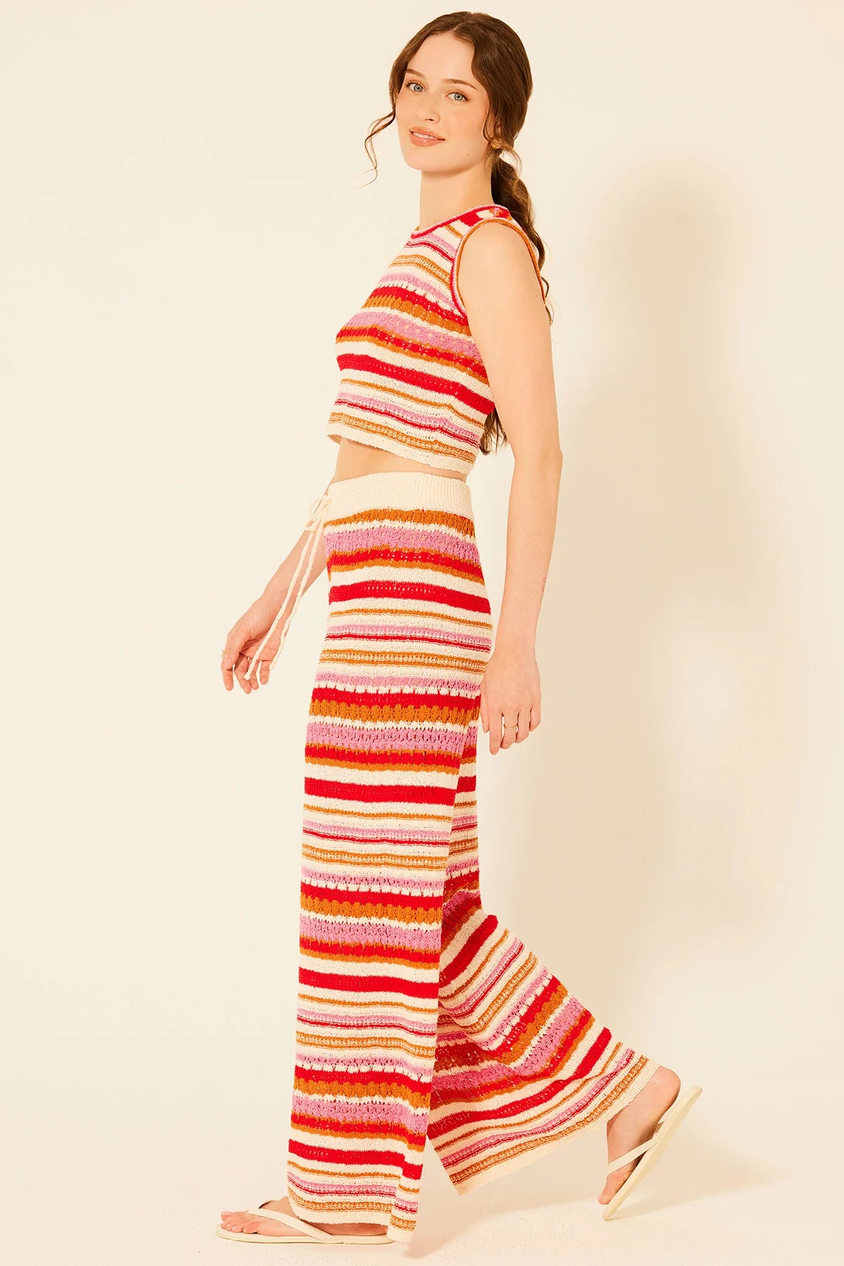 addison red/pink stripe knit pant