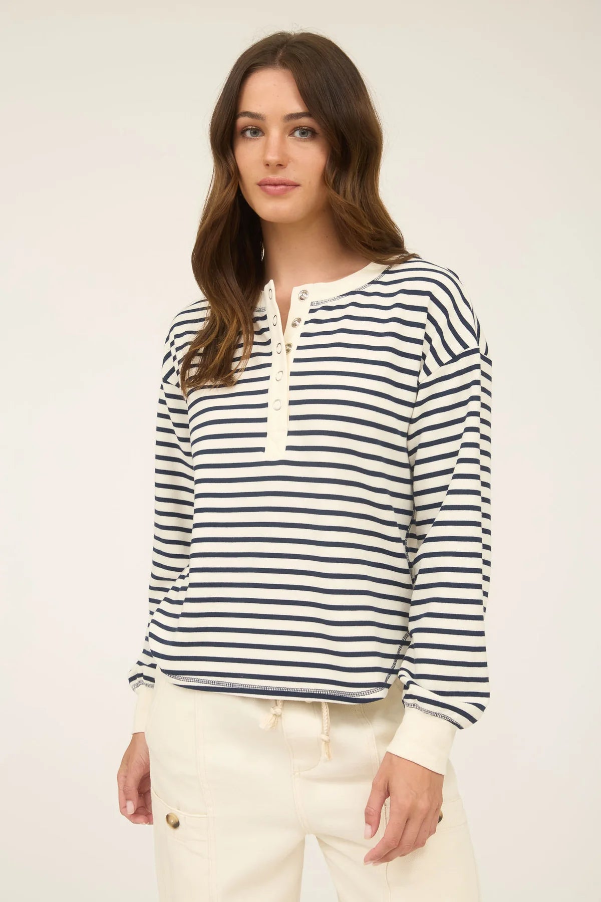 grayson stripe snap henley