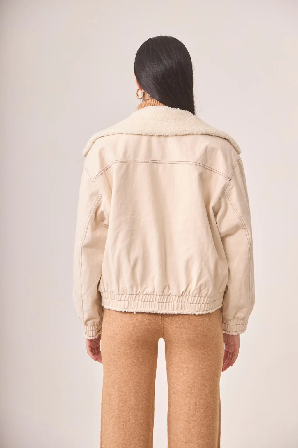 volfra cream denim sherpa jacket