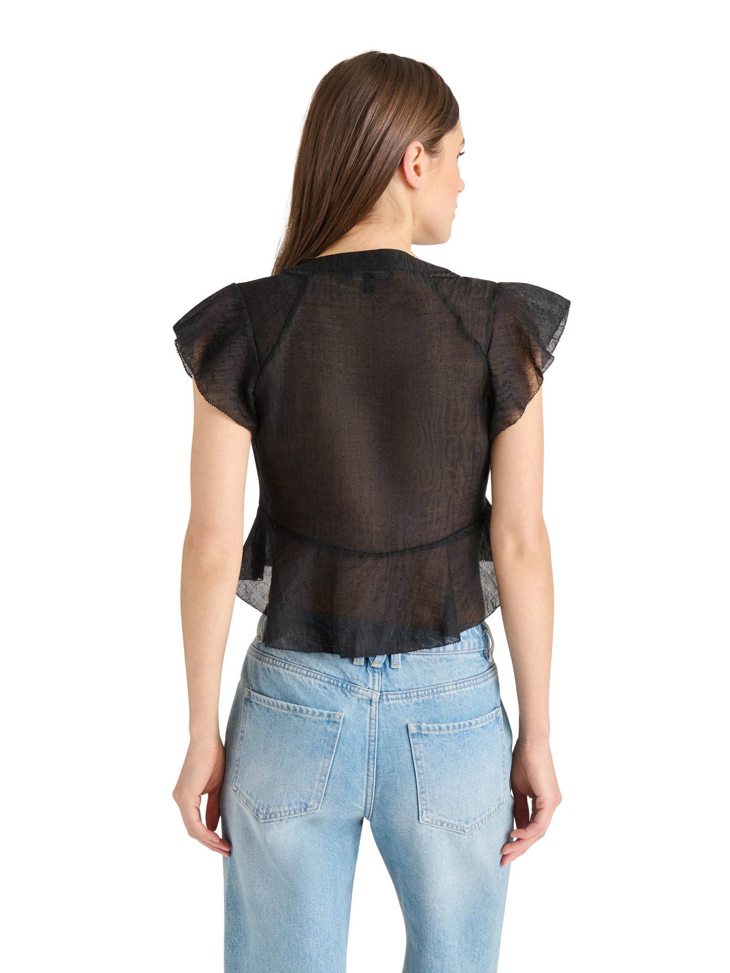 leyla black sheer blouse