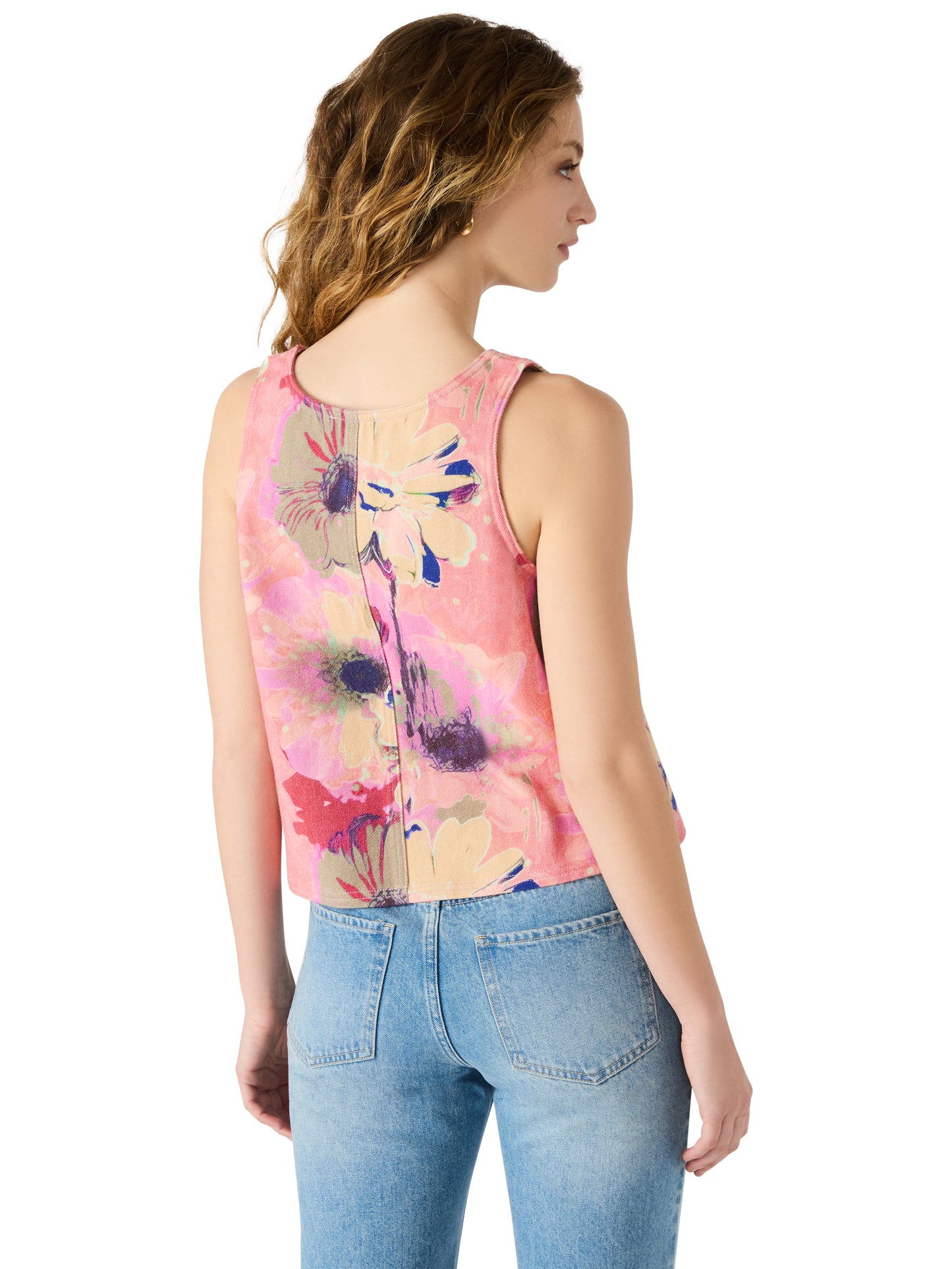 elia floral print denim top