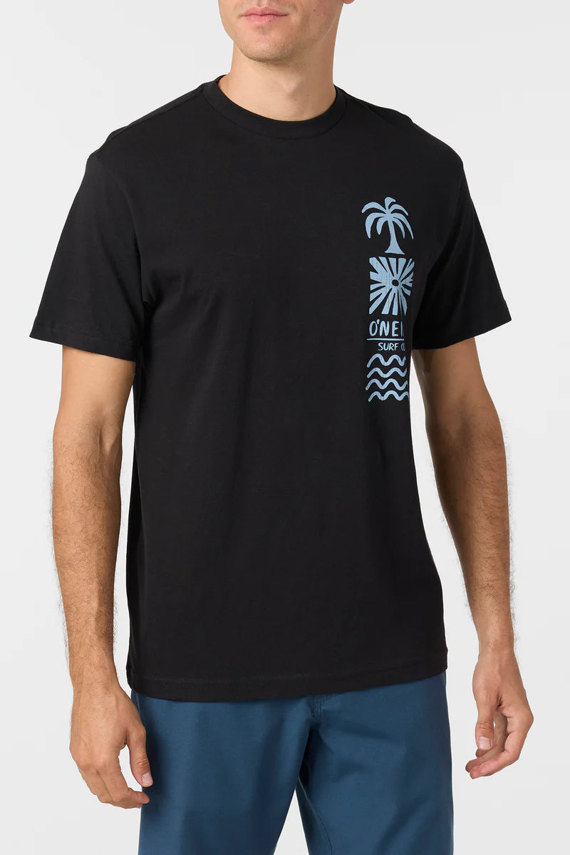 woodvcut black & blue graphic tee