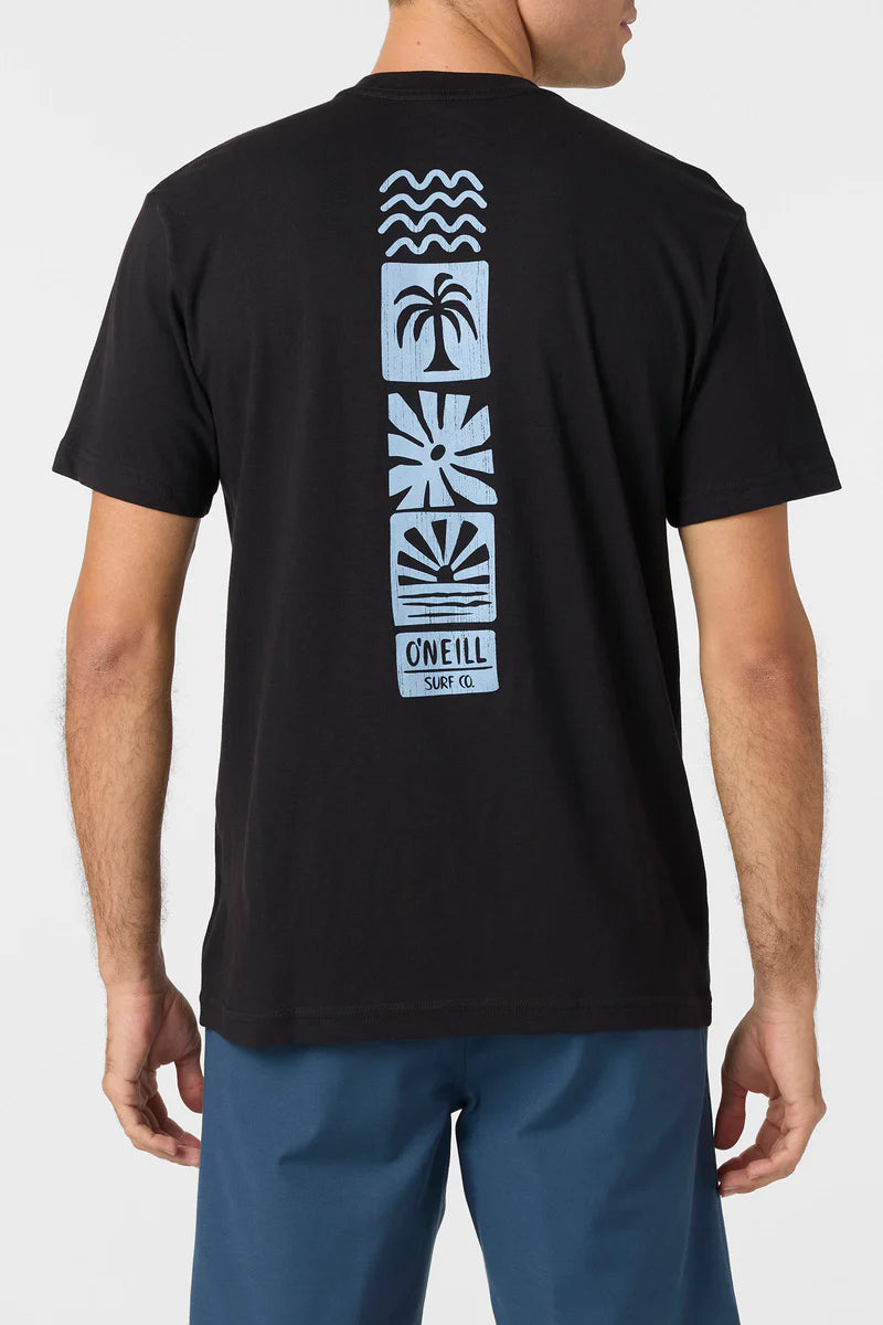 woodvcut black & blue graphic tee