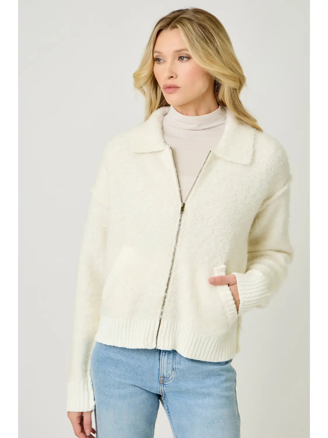 liz zip up knit jacket
