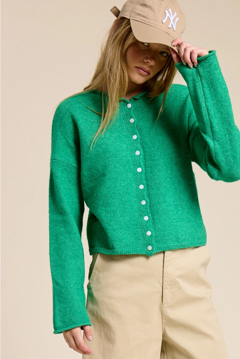 the staple cardigan kelly green