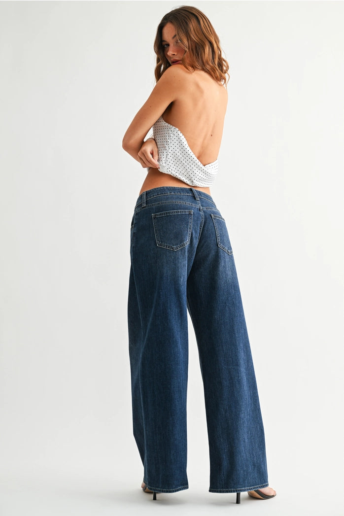 lauren mid rise palazzo denim