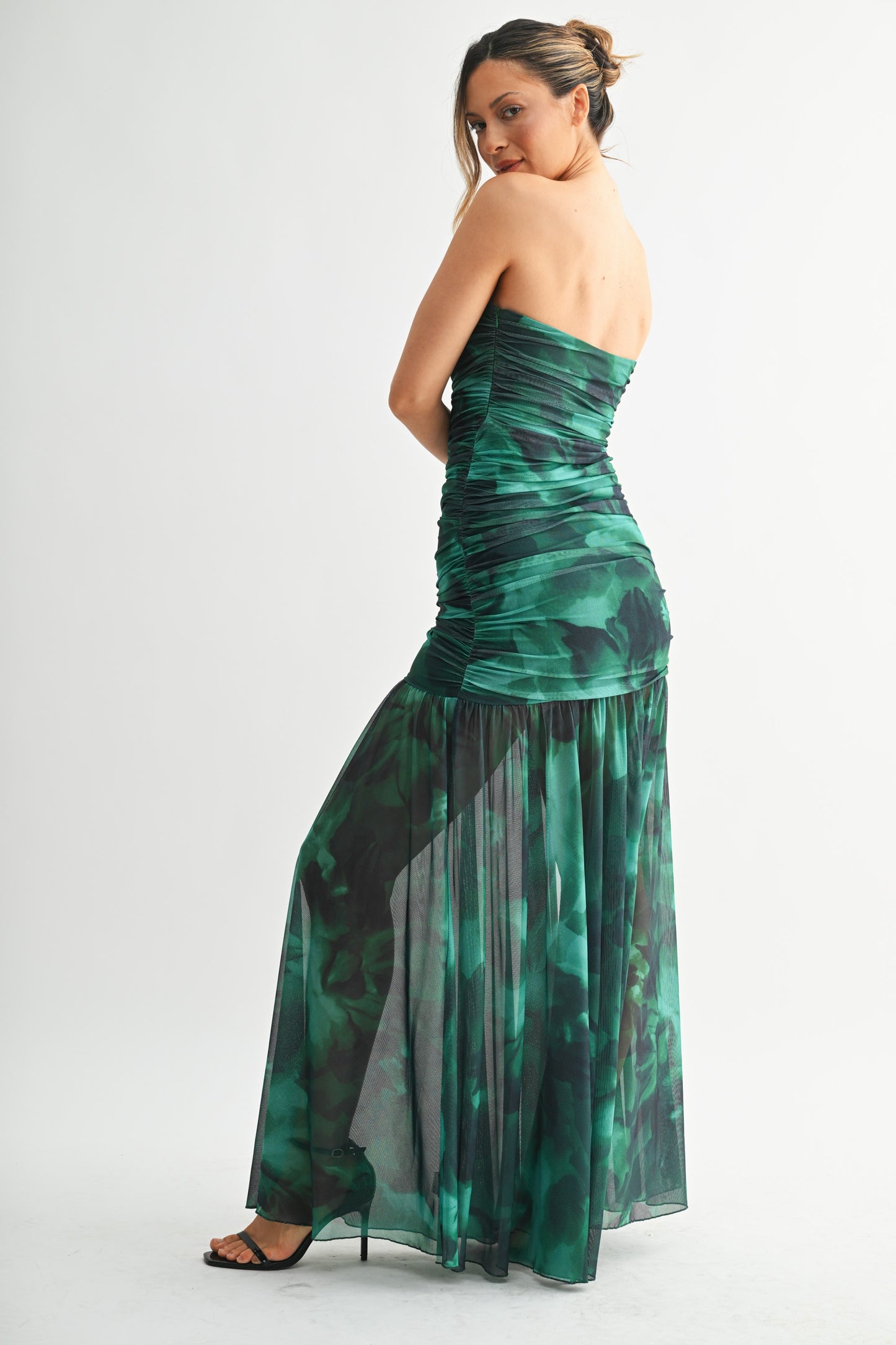 Emerald illusion mesh dress