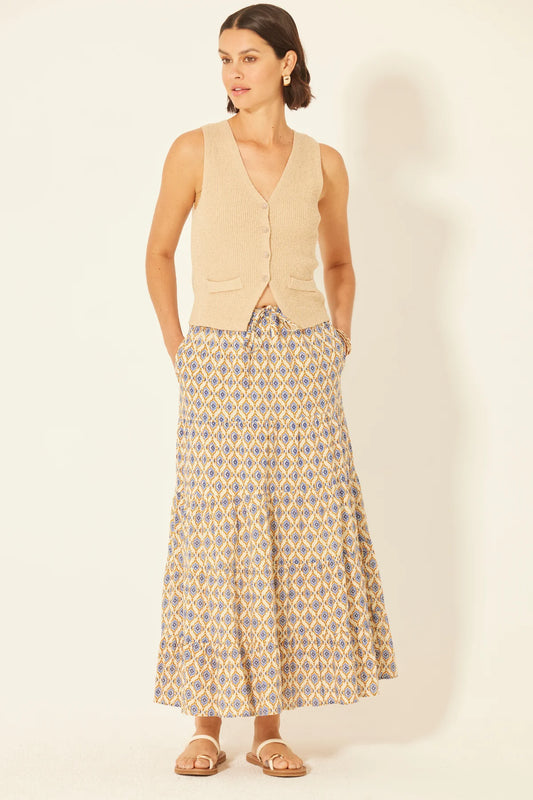 canyon crest camel printed maxi skirt