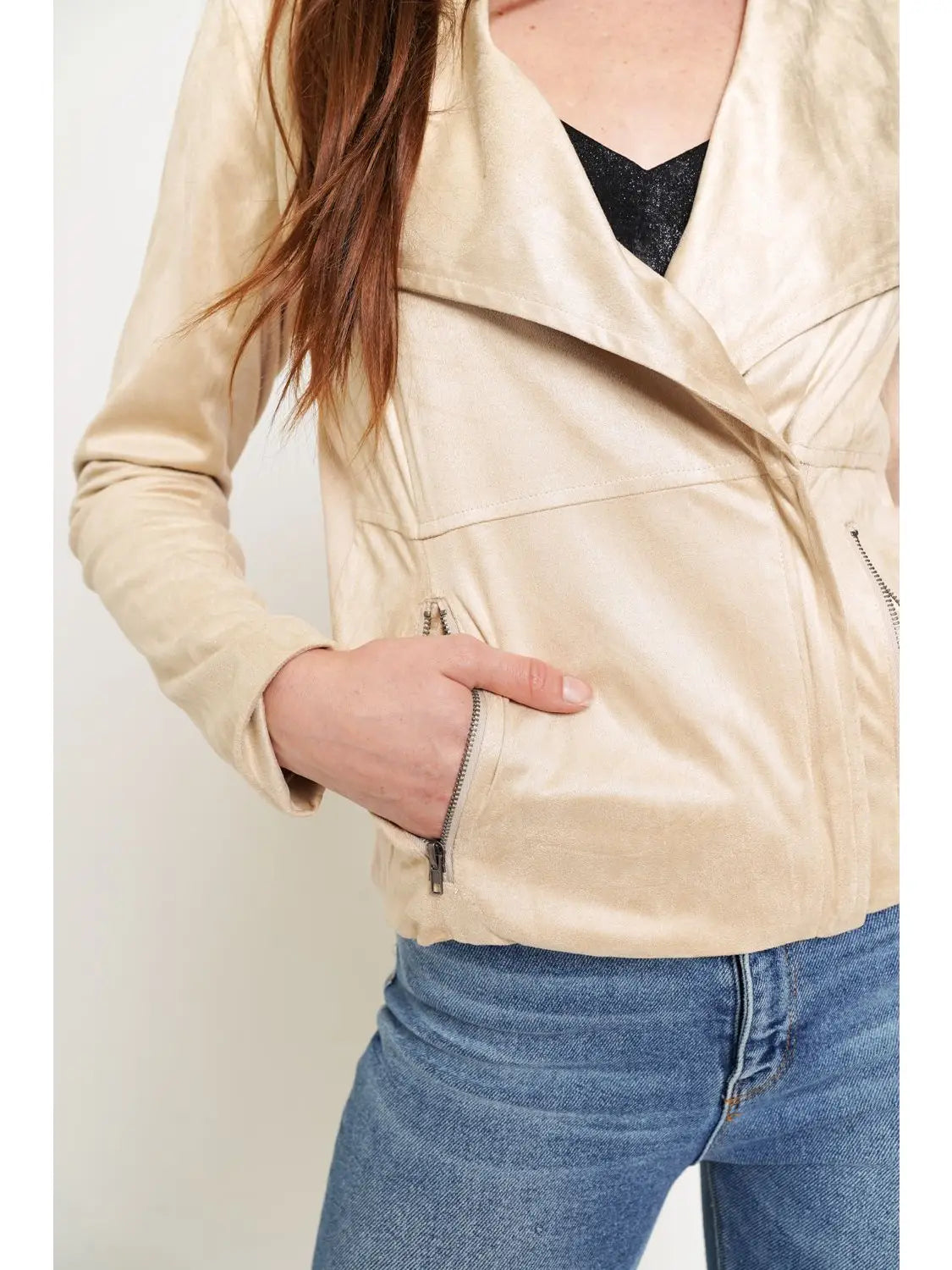 brittany natural suede moto jacket