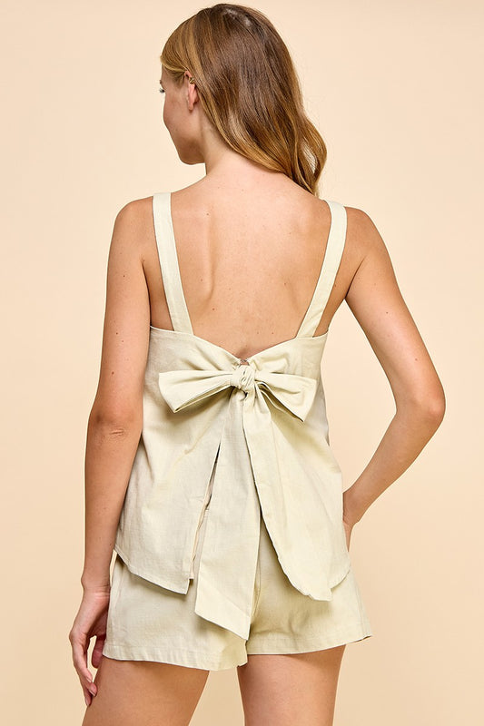 the casey open back beige blouse