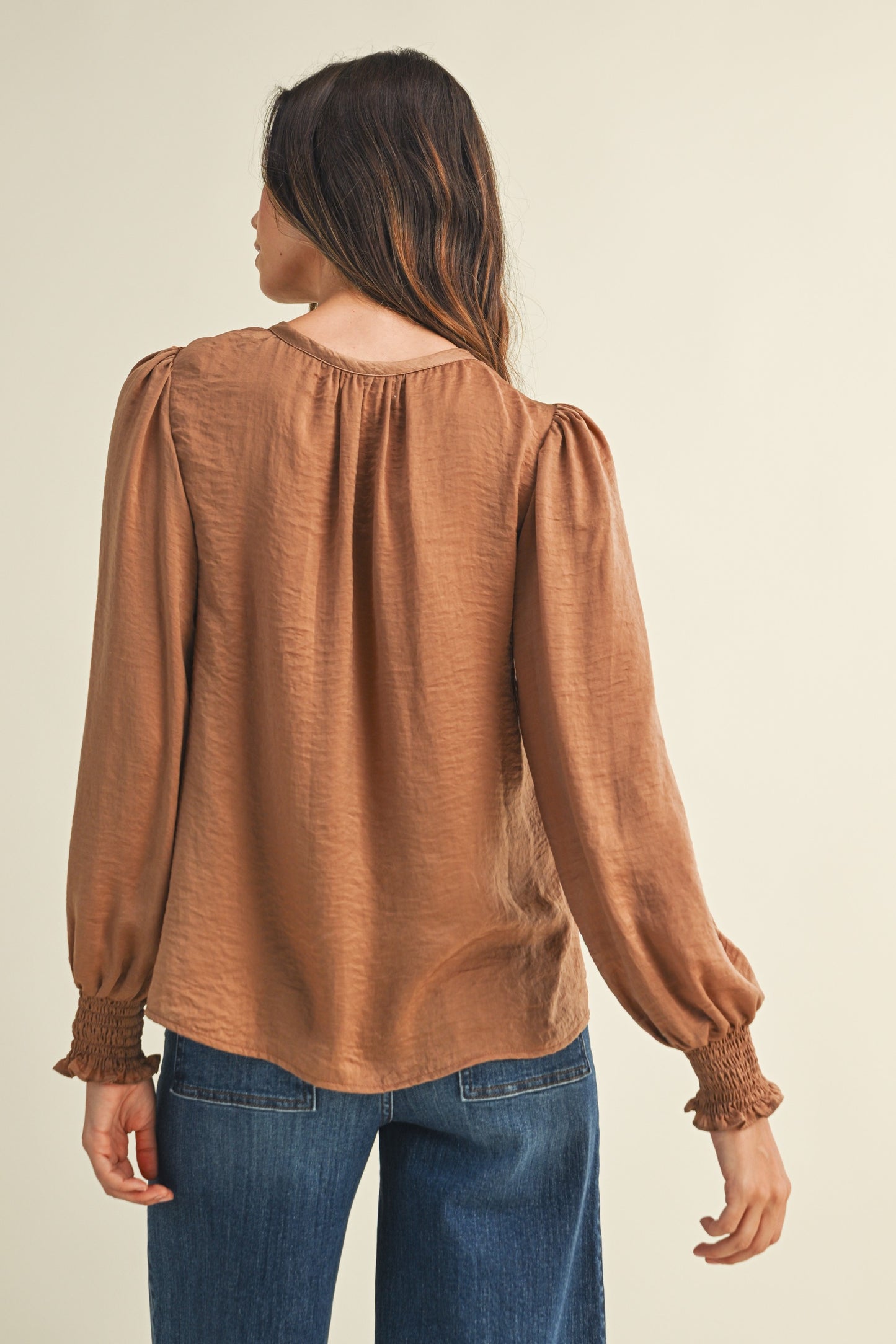 mocha mouse satin blouse