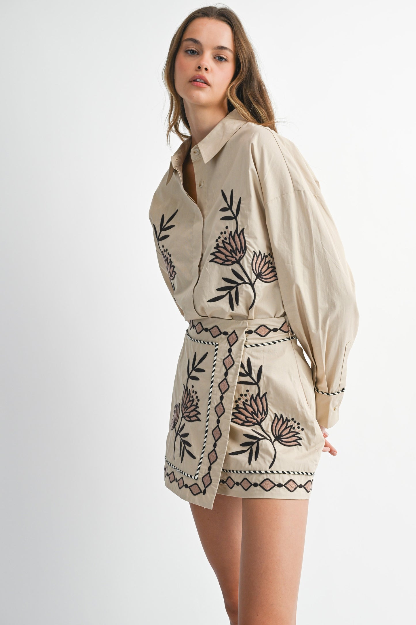 josie floral embroidered skirt