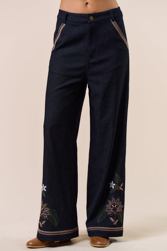 luna embroidered pants