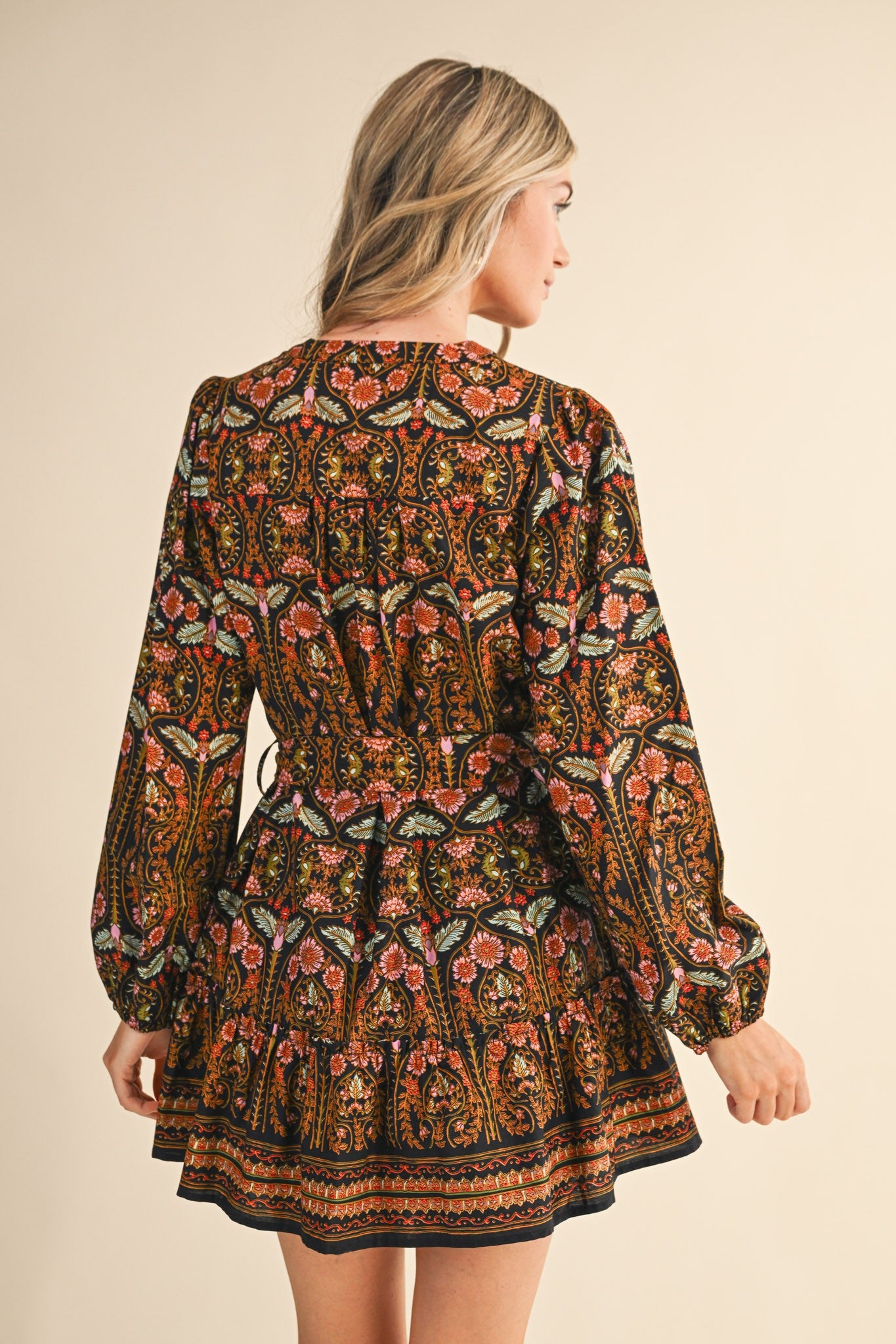 lainey border print dress