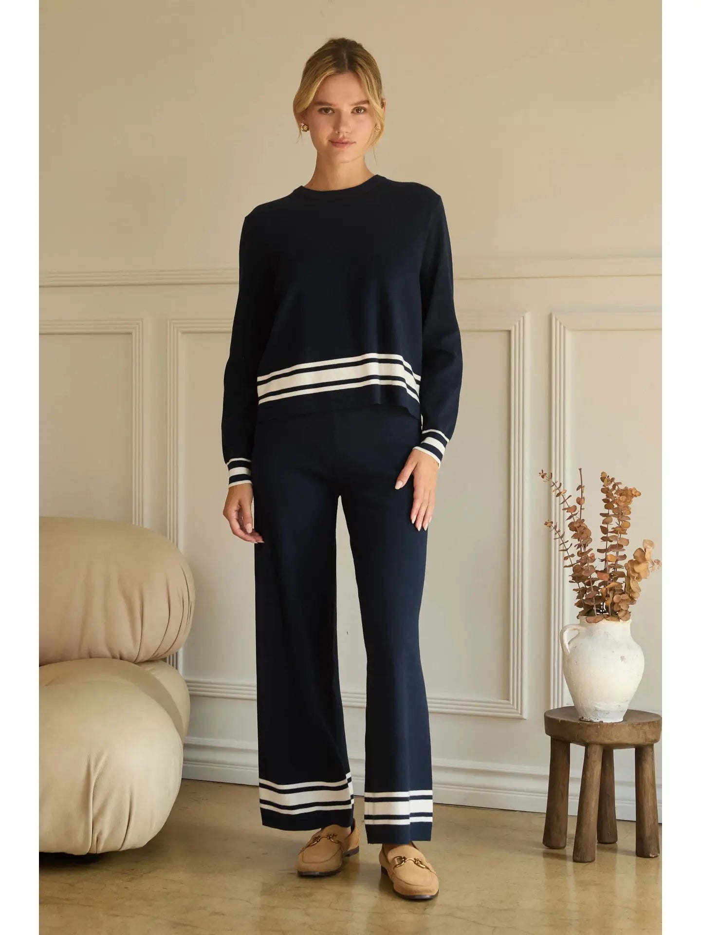 saylor navy knit pants