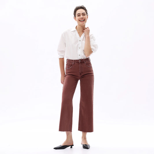 cappuccino high rise wide leg denim
