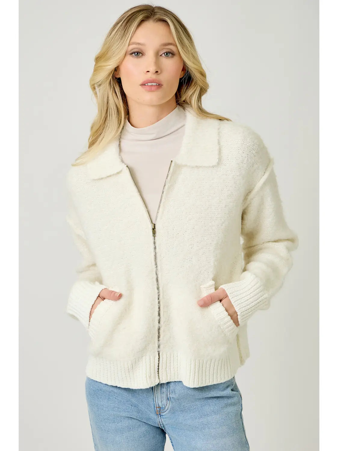 liz zip up knit jacket