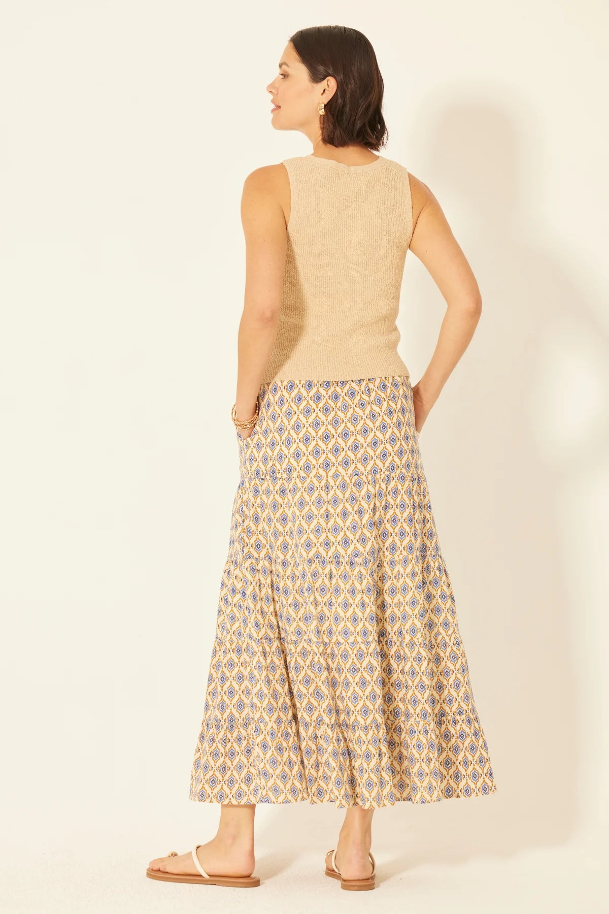 canyon crest camel printed maxi skirt
