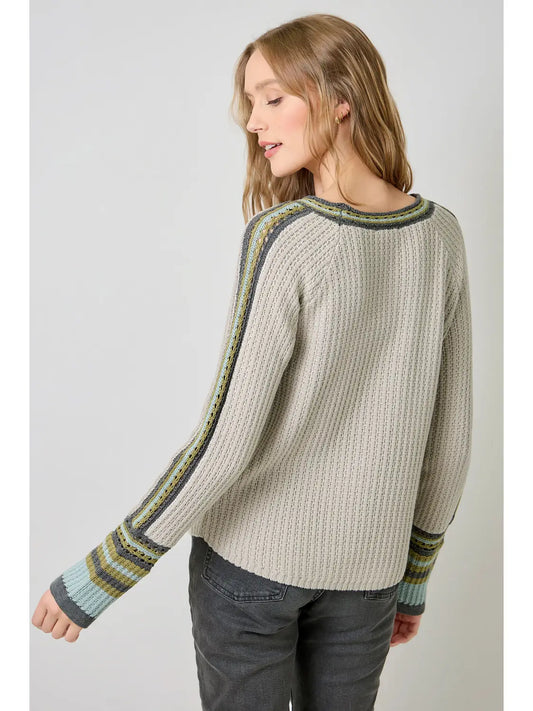 raglan sleeve sweater top stone