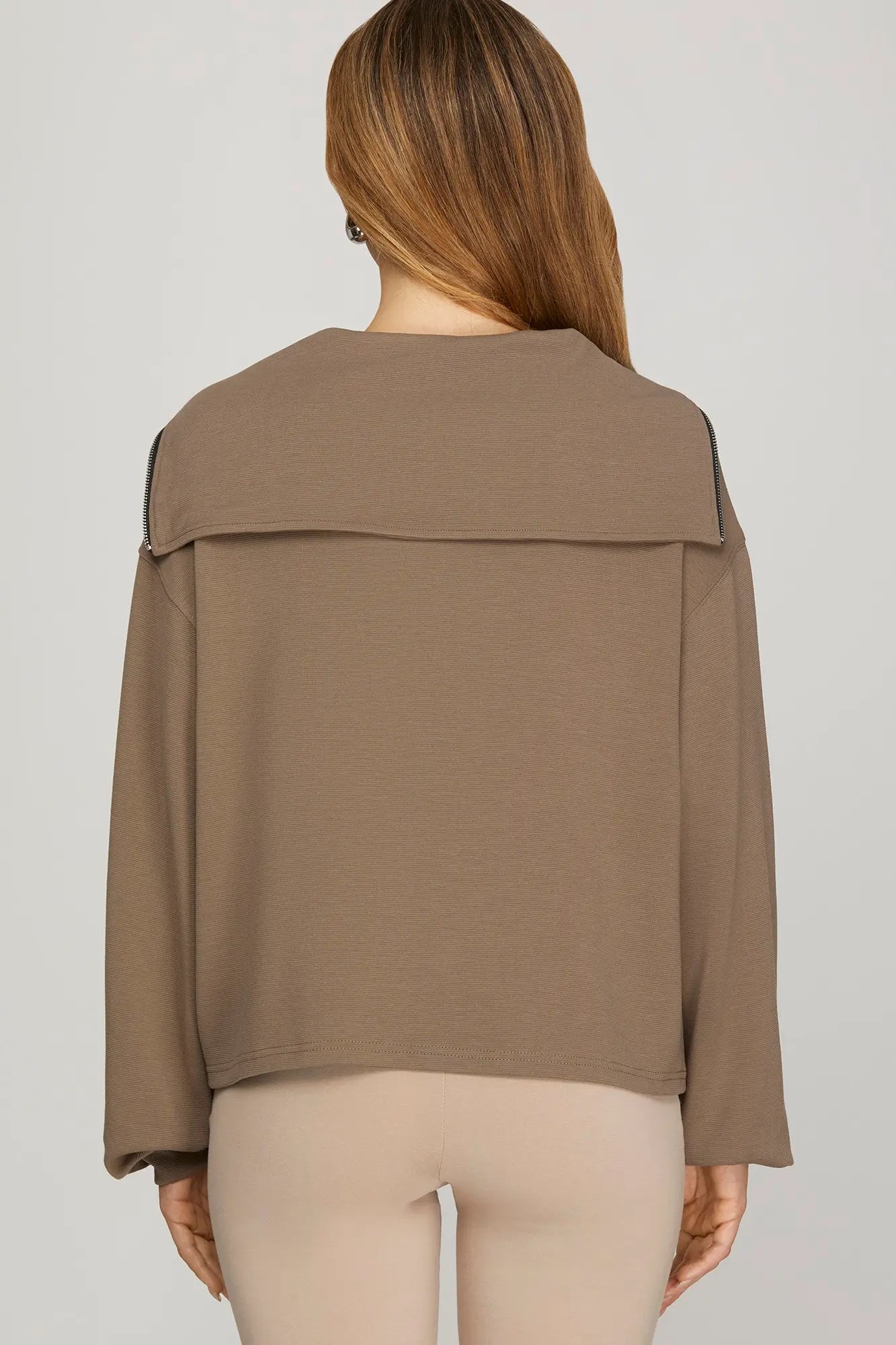 the nicole half zip sailor collar pullover mocha