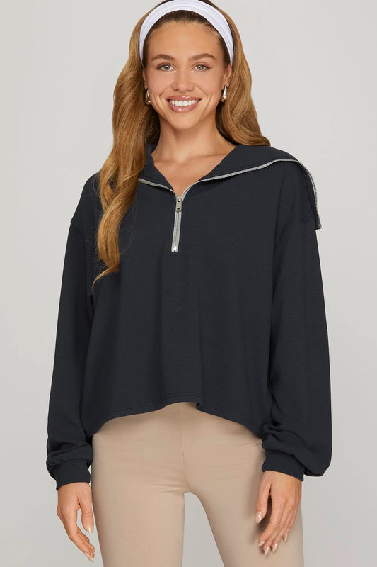the nicole half zip sailor collar pullover navy