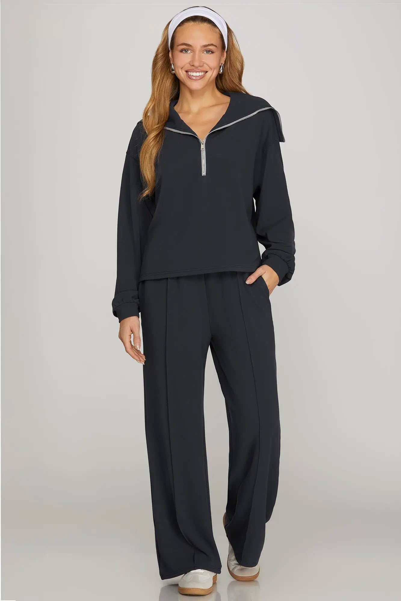 the nicole half zip sailor collar pullover navy