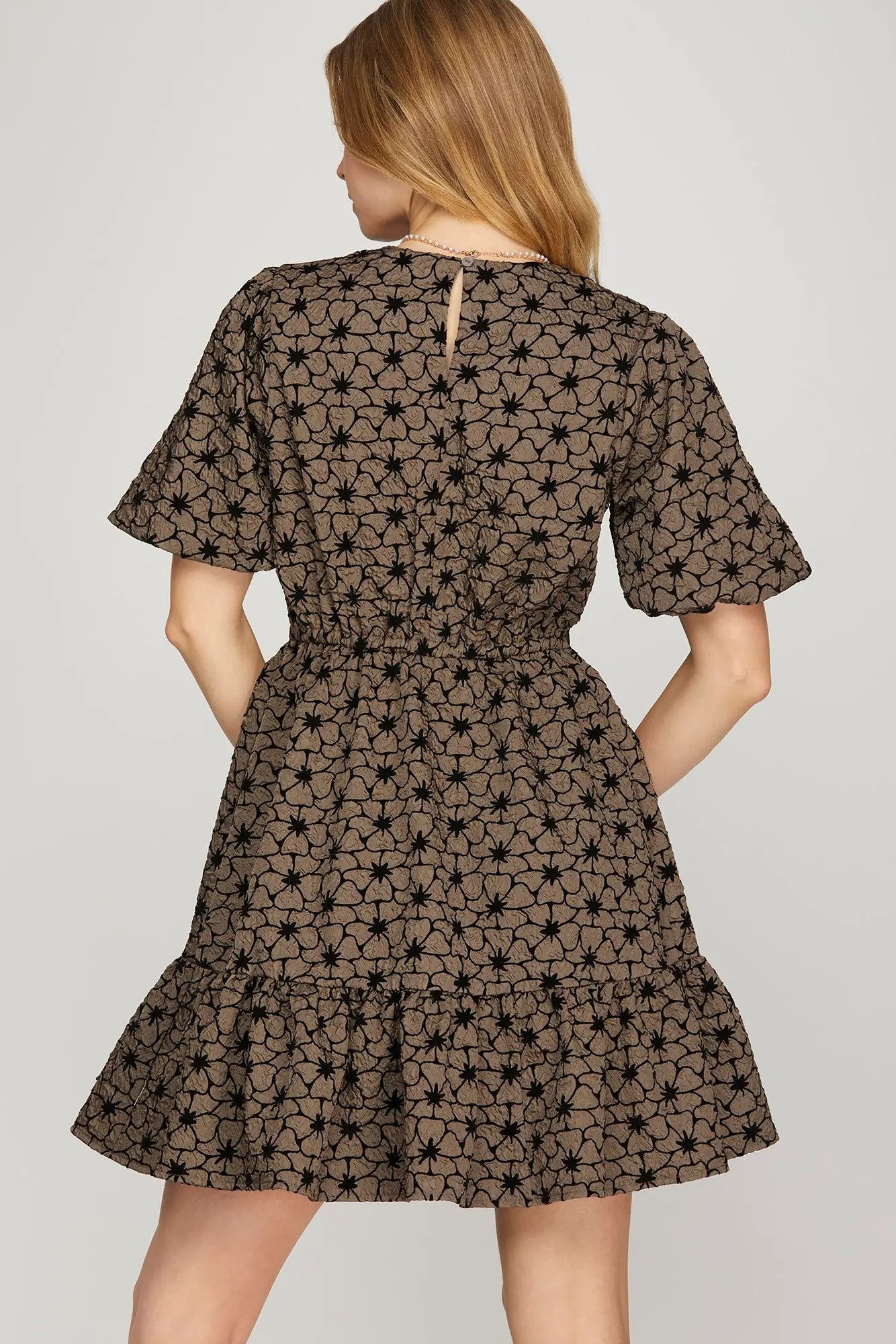 the mocha floral mini dress