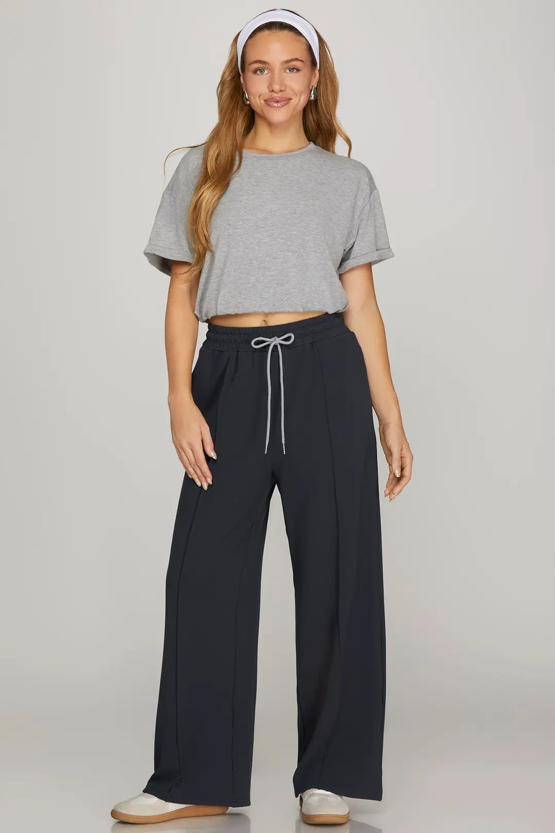 the nicole wide leg knit pants navy