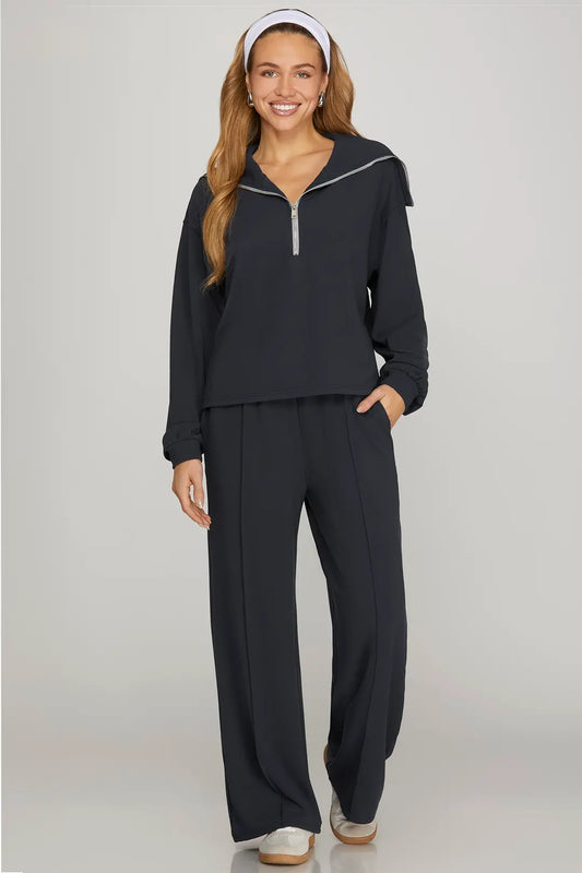 the nicole wide leg knit pants navy