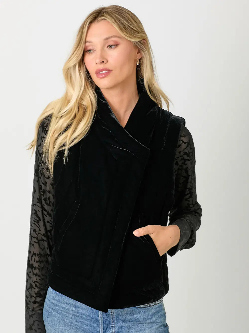 hannah velvet puffer vest