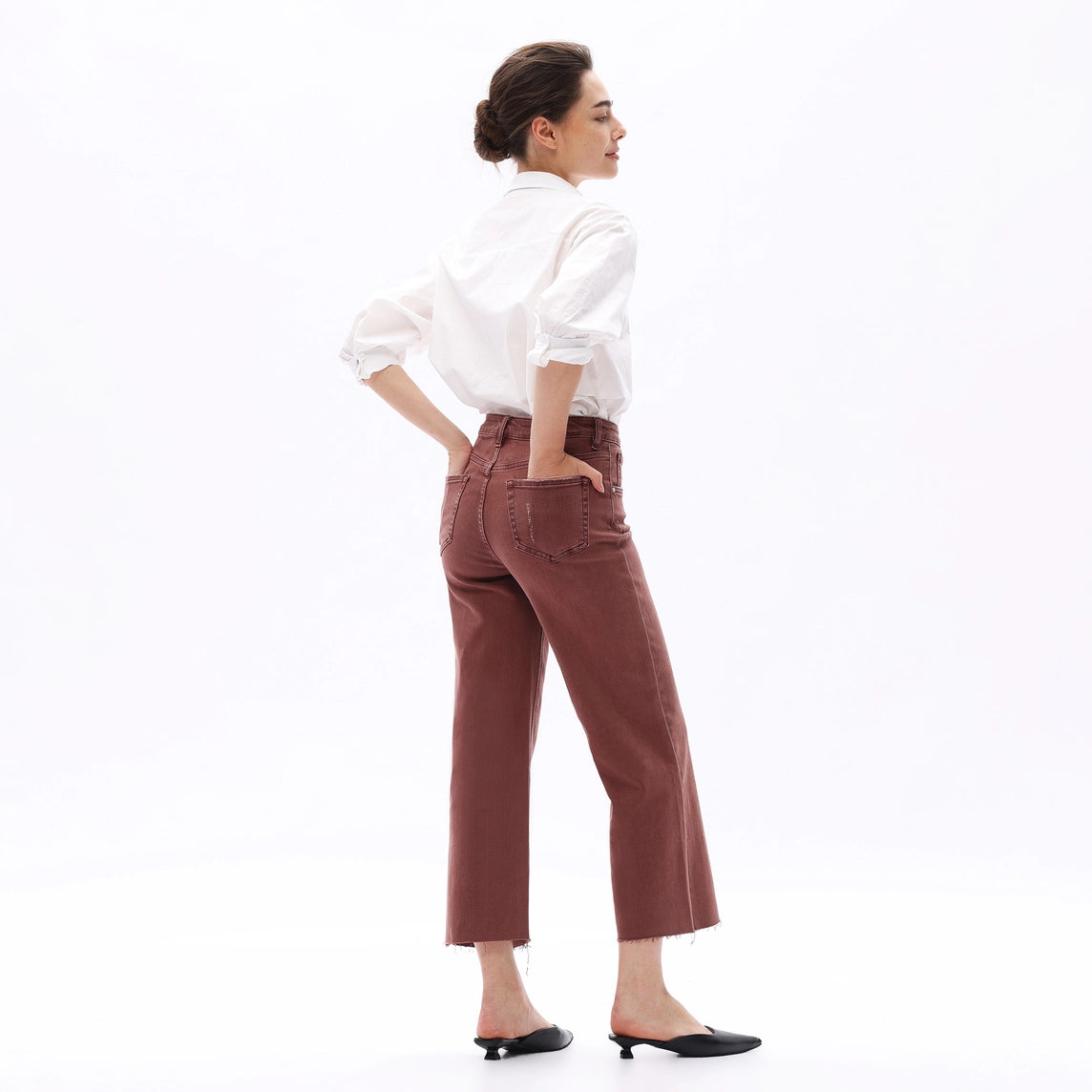 cappuccino high rise wide leg denim