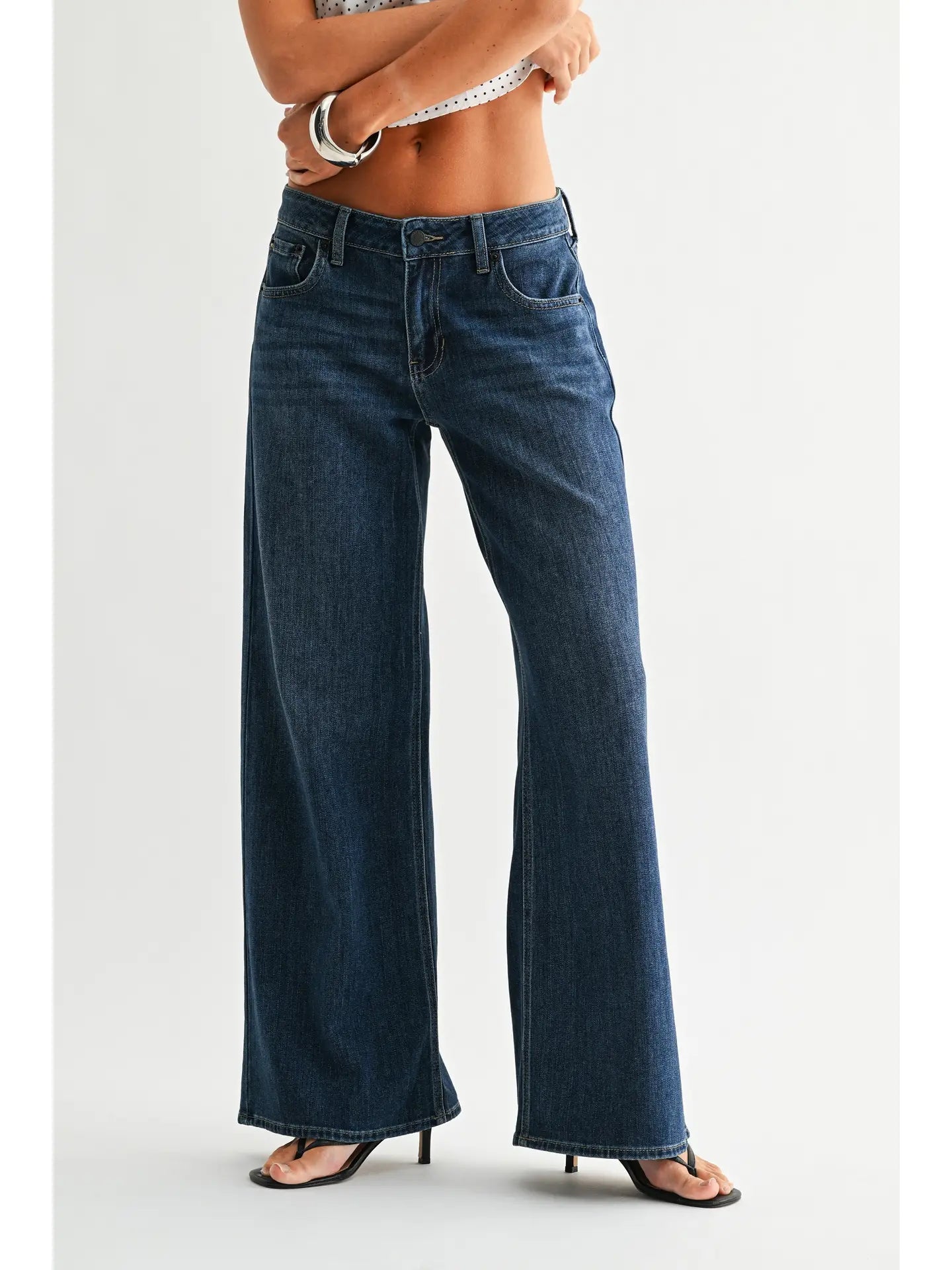 lauren mid rise palazzo denim