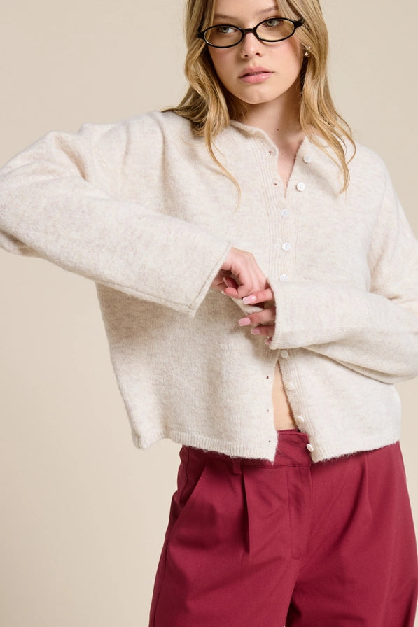 the staple cardigan oatmeal