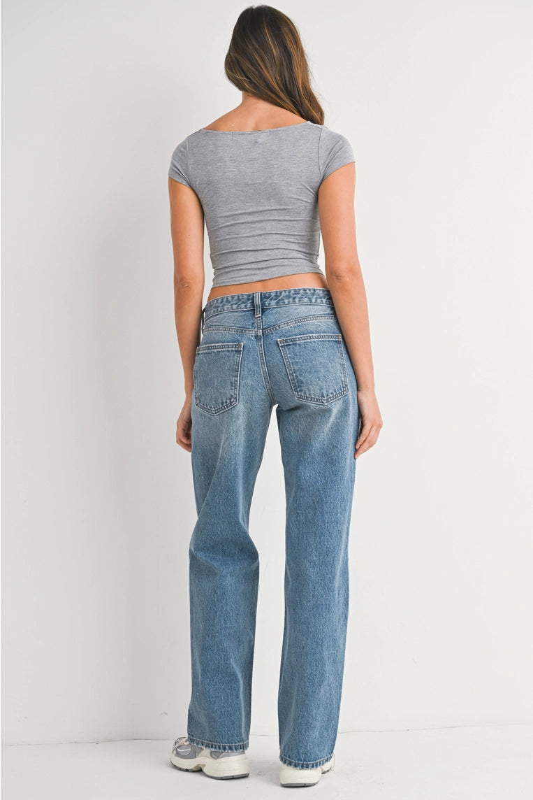 low rise relaxed straight denim