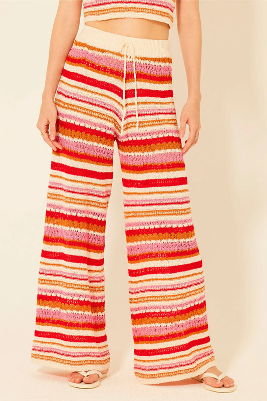 addison red/pink stripe knit pant
