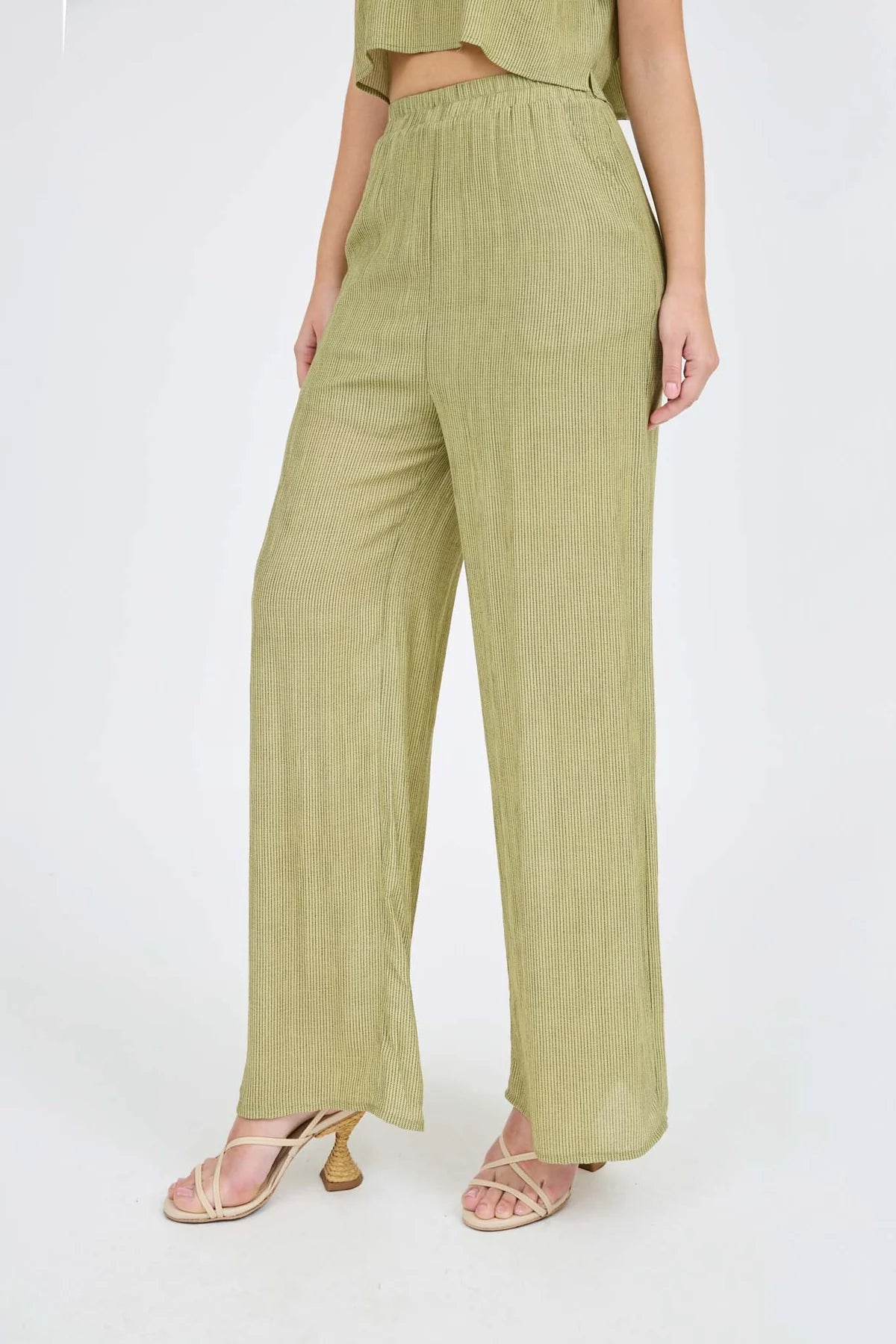 weekender stripe matching set olive