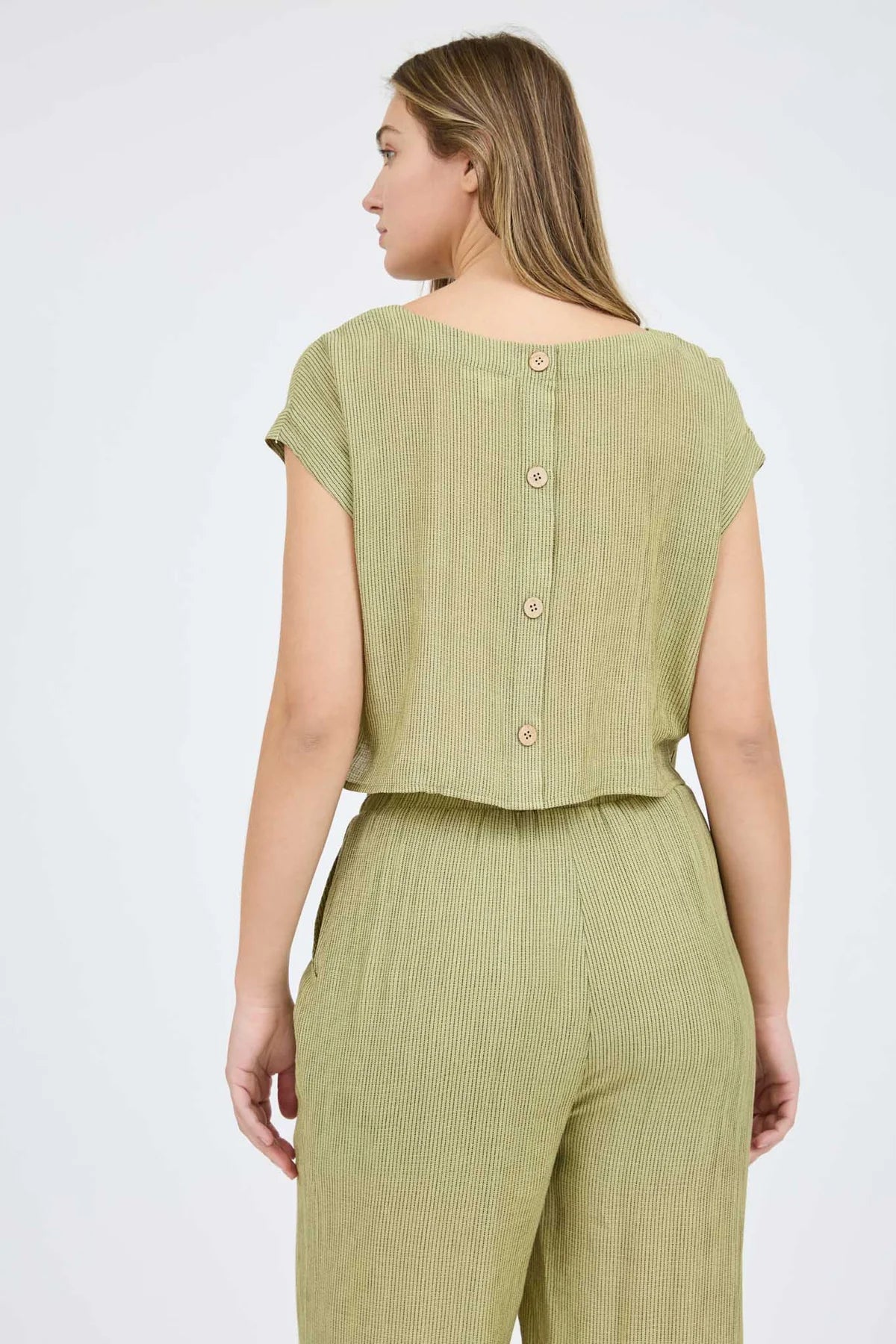weekender stripe matching set olive