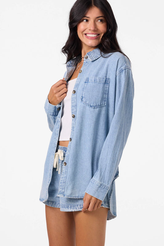 sevie shacket drifter denim blue