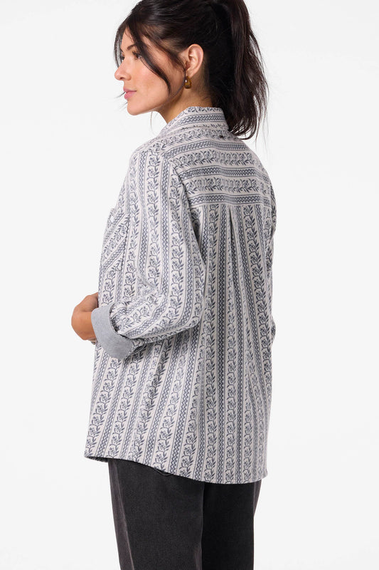 jorgina winter white floral knit button down