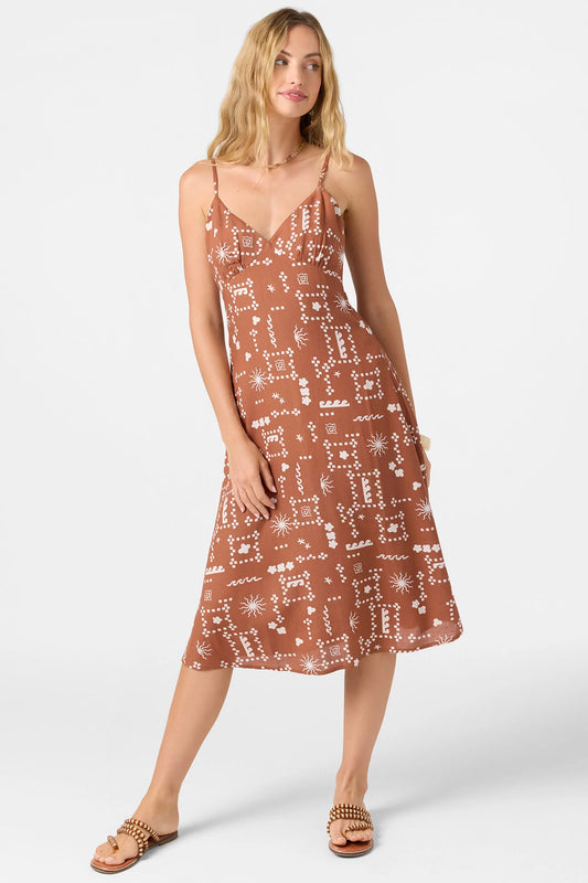 oneill darleen brown midi dress