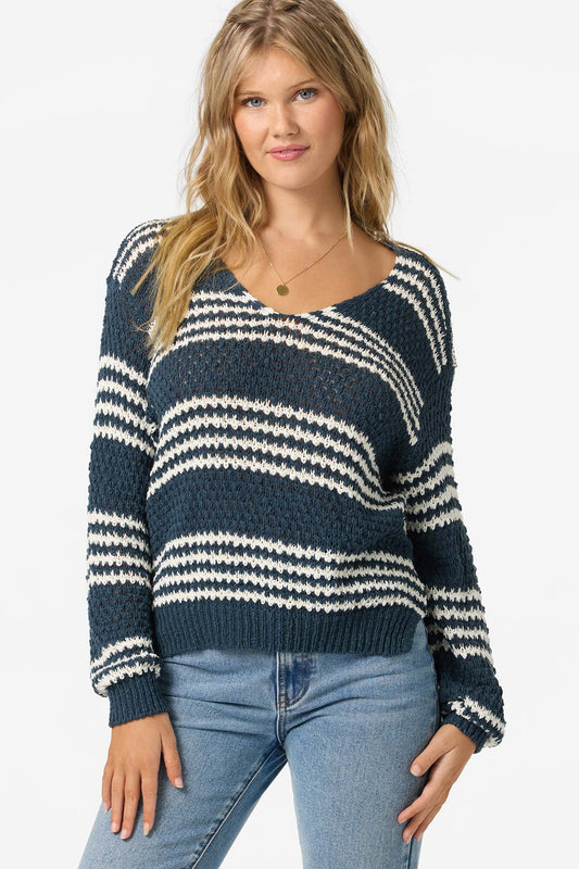 iyla slate striped nubby knit