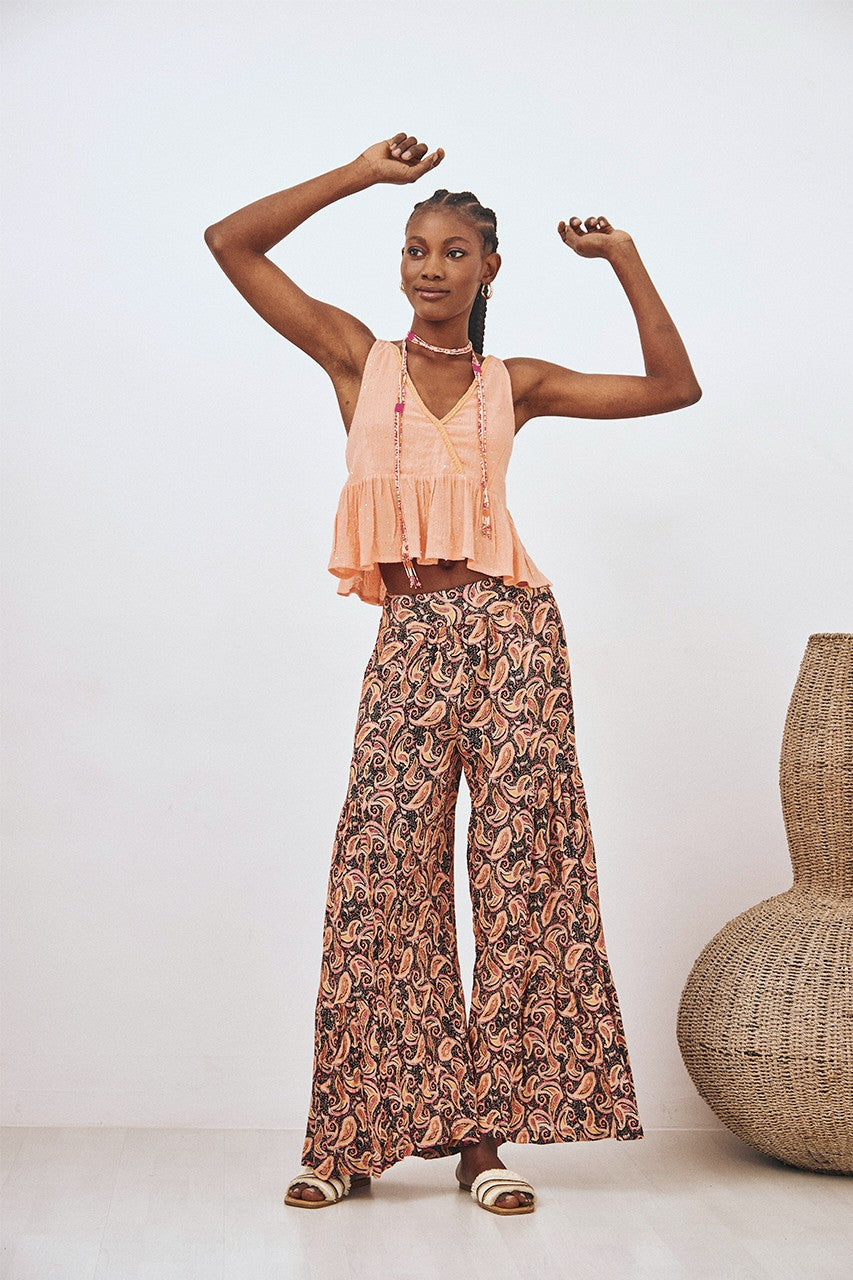 gf urpik printed pants blk/peach