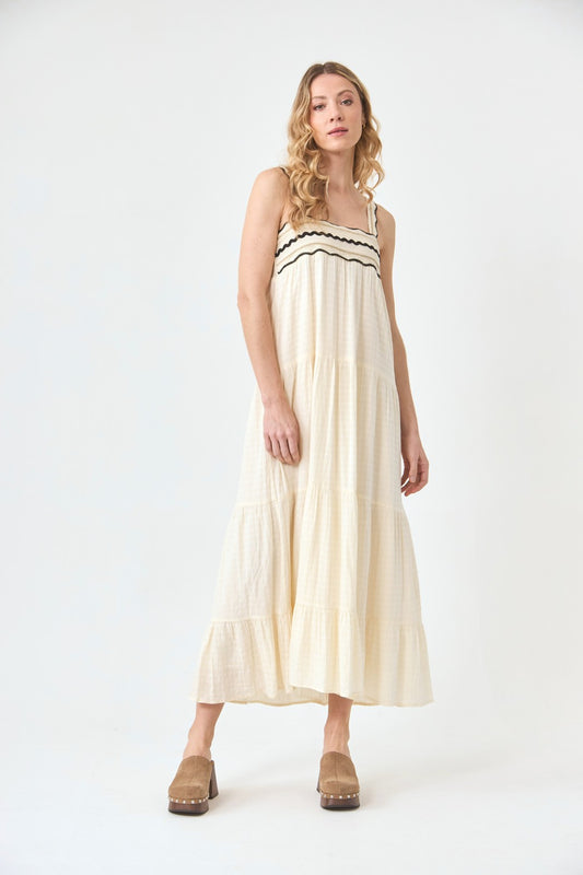 hj nakara cotton cream/blk dress