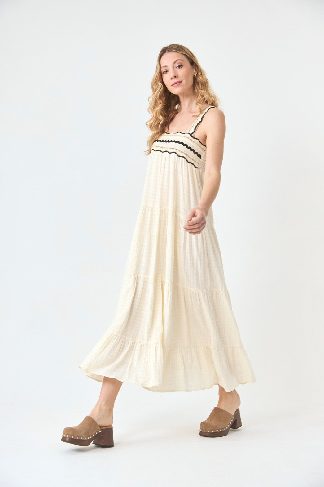 hj nakara cotton cream/blk dress